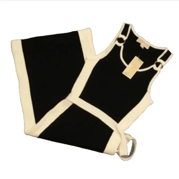 NWT Michael Kors Sleeveless Rib Knit Midi Bodycon Dress Size S Stretch Crow Neck - Picture 2 of 7